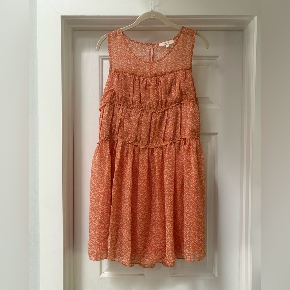 Entro Orange Floral Midi Dress